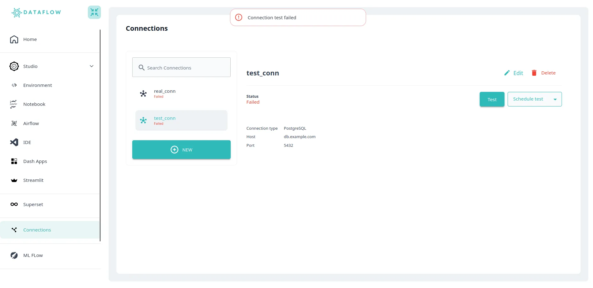 Testing a connection